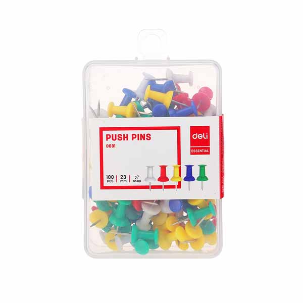 Deli-Push-Pins-1-Box-100-pcs-Multicolor