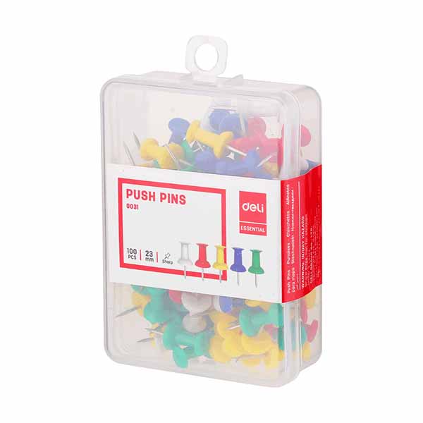 Deli-Push-Pins-1-Box-100-pcs-Multicolor